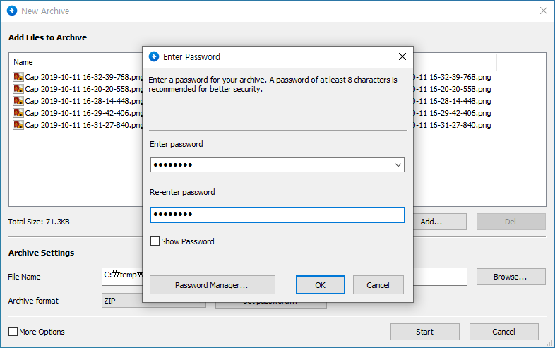 Bandizip アーカイブのパスワードを設定する方法